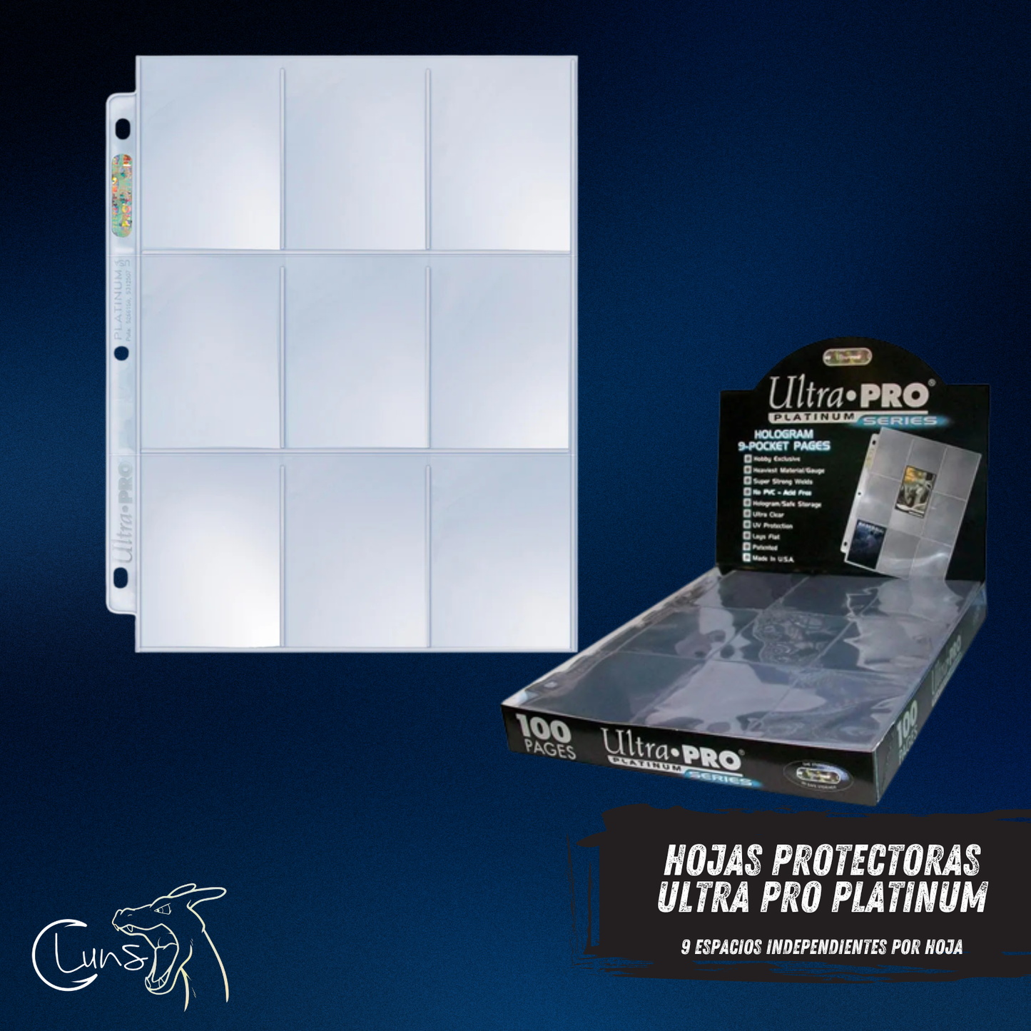 ULTRA PRO PLATINUM HOJAS PROTECTORAS PARA CARTAPACIO  CON ANTI ACIDO 9 ESPACIOS